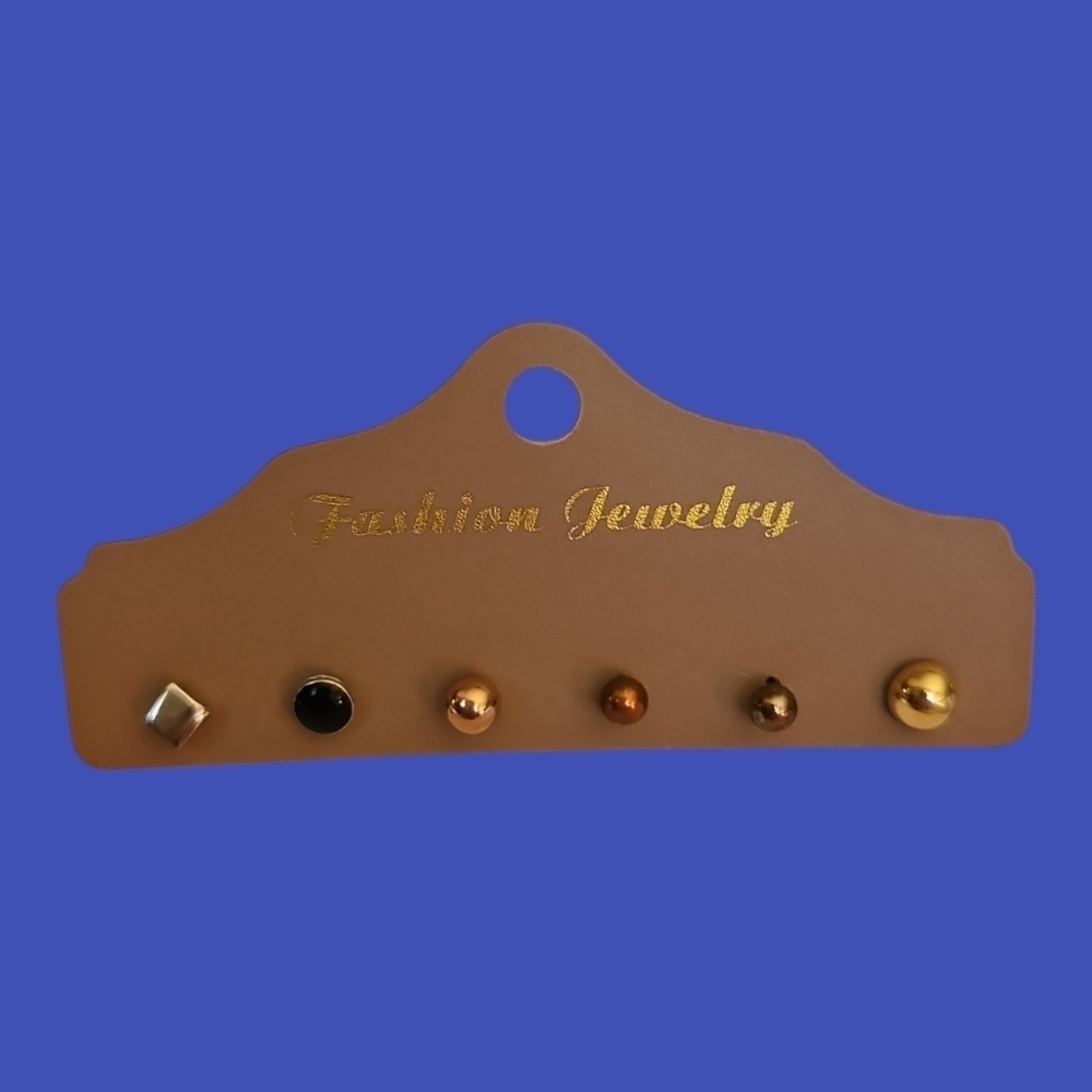 3/$30 Vintage Bronze Gold and Black Stud Single Earrings Set